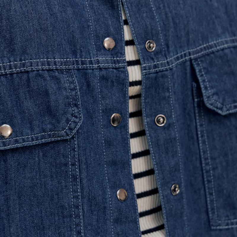 MAXZA Flap Pocket Crop Denim Shirt Zd04qb001on