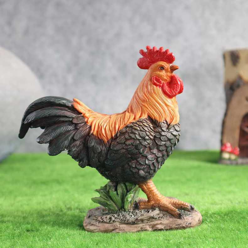 Pastoral Resin Rooster & Hen Garden Statues