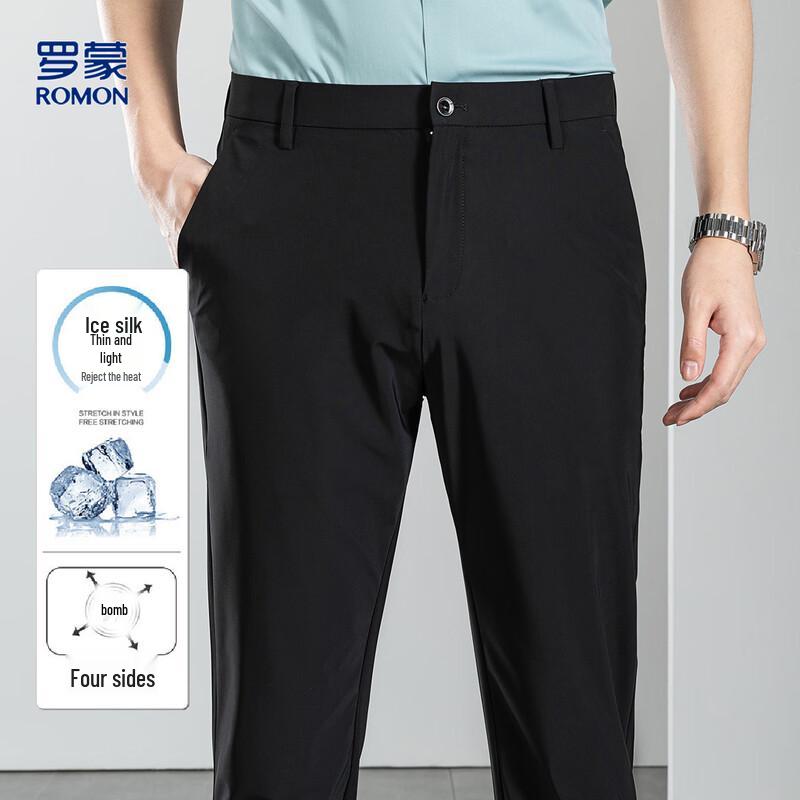 

Romon Men s Four-Way Stretch Business Casual Straight Pants 31