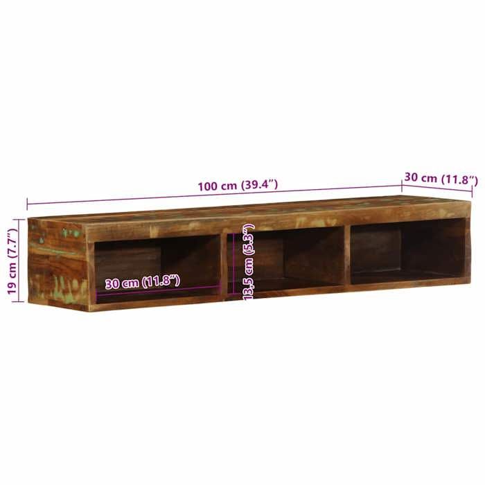 VidaXL Wall-mounted TV Cabinet 100x30x19 Cm Solid Reclaimed Wood, Media Cabinet, Side Cabinet, Entertainment Center, 4017480