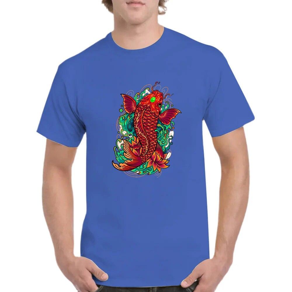 2023 Sommer-Paar-Rundhalsausschnitt, kurzärmeliges Herren- und Damenoberteil, lockerer Koi-Aufdruck, bequemes, schnell trocknendes T-Shirt mit Rundhalsausschnitt