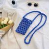 New Portable Crossbody Phone Bag Hollow-out Woven Solid Color Phone Purse Crochet Lightweight Handbag Gifts