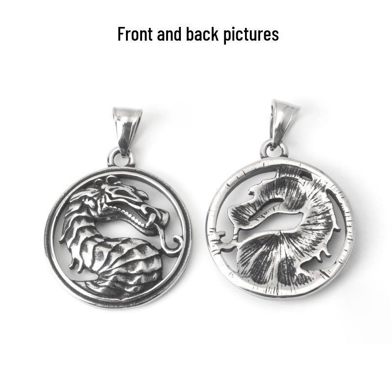 Titanium Steel Mortal Kombat Dragon Pendant Necklace - Stainless Steel Punk Fashion.