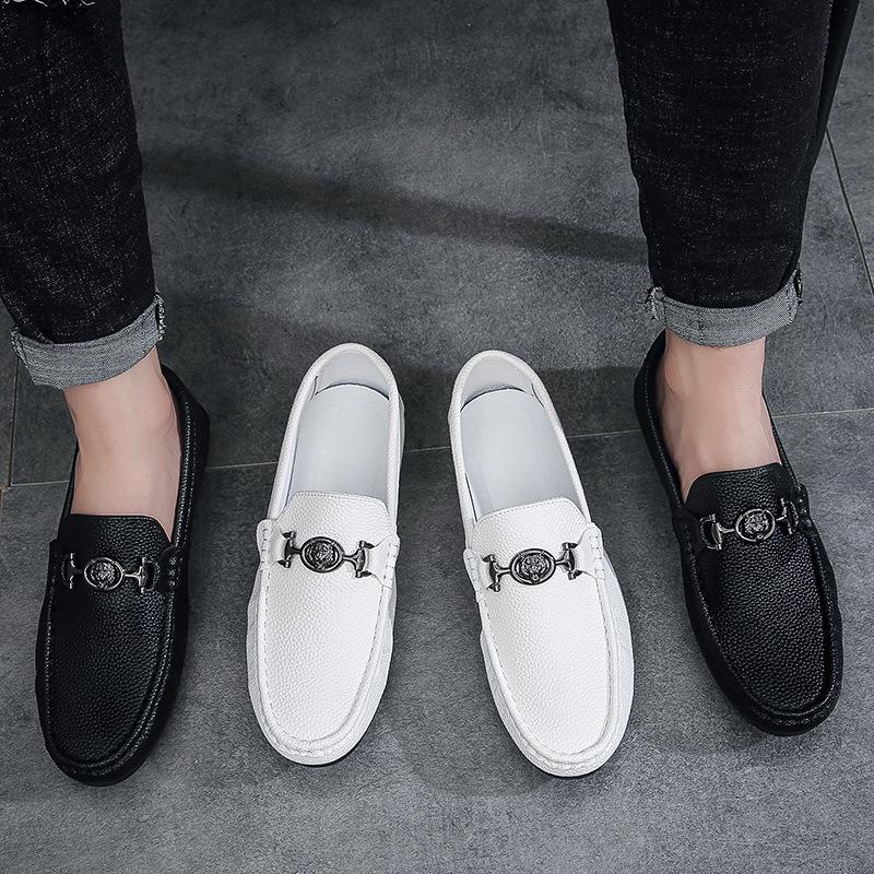 Autumn one-pedal social Doudou shoes men's Korean version versatile British casual leather shoes men's trendy shoes can be