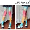 Sexy Regenbogen-Farbverlauf Bunt Fischernetz Strumpfhose für Damen Süßigkeiten-Farbe Hohl Spitze Jacquard Strumpfhose JK Strümpfe Leggings