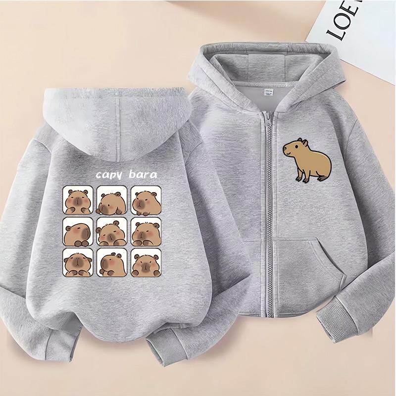 Zip Up Hoodie Kawaii Kids Capybara Children's Hoodie Zipper Children Capibara Sweatshirt Manga Clothes Kid Girl Boy Top Hoody