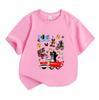 Cute Mole Friends Cartoon Print Kids T Shirt, Boys Girls 100% Cotton Short Sleeve Crew Neck Tees, Fun Animal Driving Vehicle Pattern Casual Summer Top