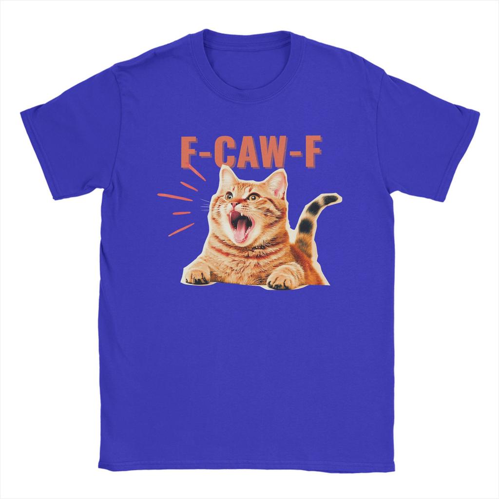 Vintage Funny F-Caw-F Cat Meme T-Shirts Men Round Neck Pure Cotton T Shirt Short Sleeve Tees Original Clothing