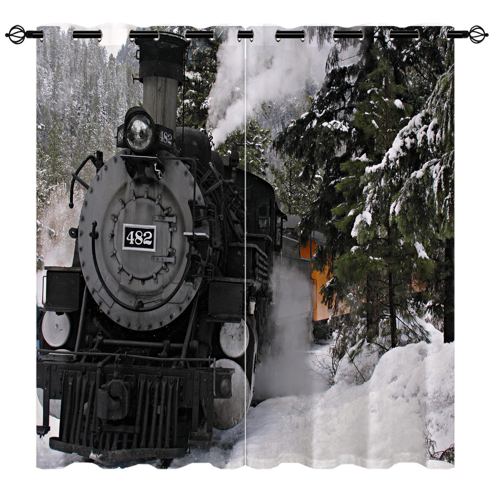 

Curtain Retro Train Series 3D Digital Printing High Density Shading 140*100