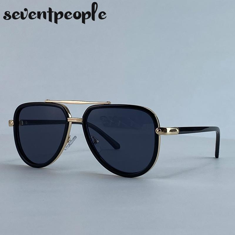 Vintage Oval Punk Pilot Sunglasses Men  Luxury Brand Steampunk Sun Glasses For Male Classic Double Beam Shades Eyewear UV400