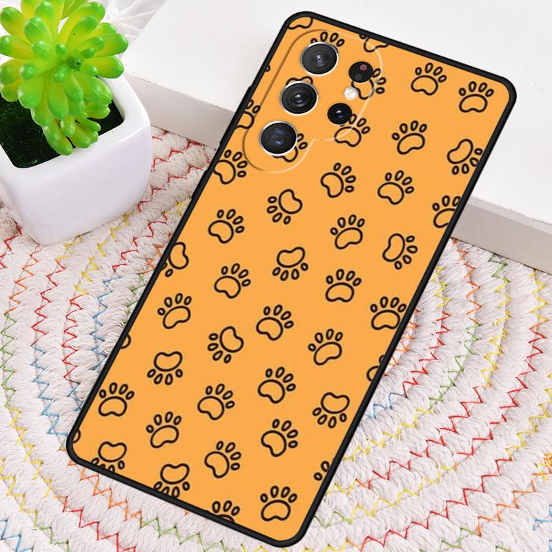 Paw Pattern Orange Silicone Phone Case For Samsung Galaxy note 10 pro S26 S25 S24 S23 S22 S21 Plus S25Ultra Capa Cover