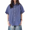 Unisex Retro Blue Plaid Short Sleeve Shirt - High-End Casual Loose Fit