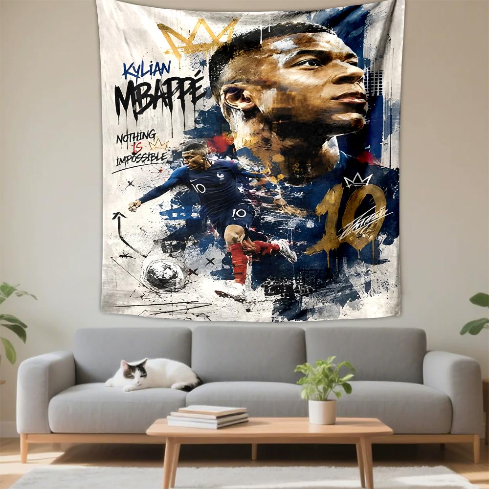 Tapestry Kylian Mbappe France Number 10 Graffiti Crown Poster Wall Hanging