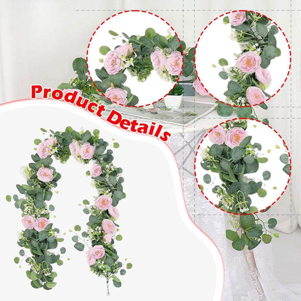 Floral Vines Greenery Garland Artificial Eucalyptus Flowers Wedding Party Table Decor for Arch Wall Fireplace Backdrop Ornament