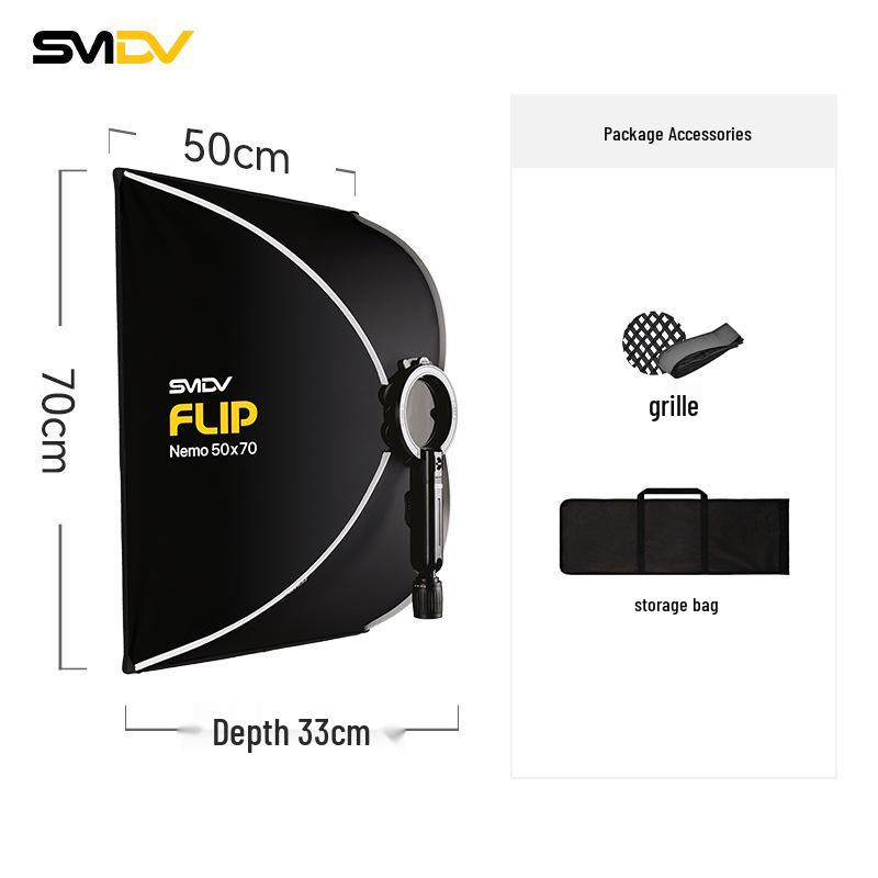 SMDV Korean Flip Nemo 30x90 Quick Release On-Camera Light Grid Softbox 25*60 cm