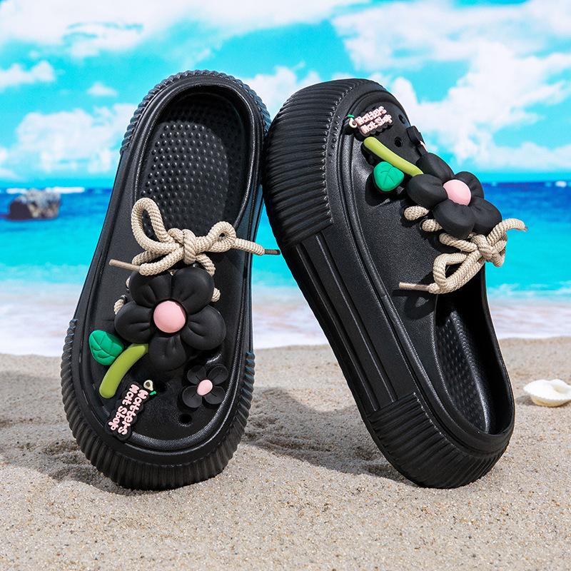 Fashion 2025 Summer Women Slippers Cute DIY Flower Platform Sandals Casual Indoor Outdoor Clogs Beach Slides Female Home Garden Shoes