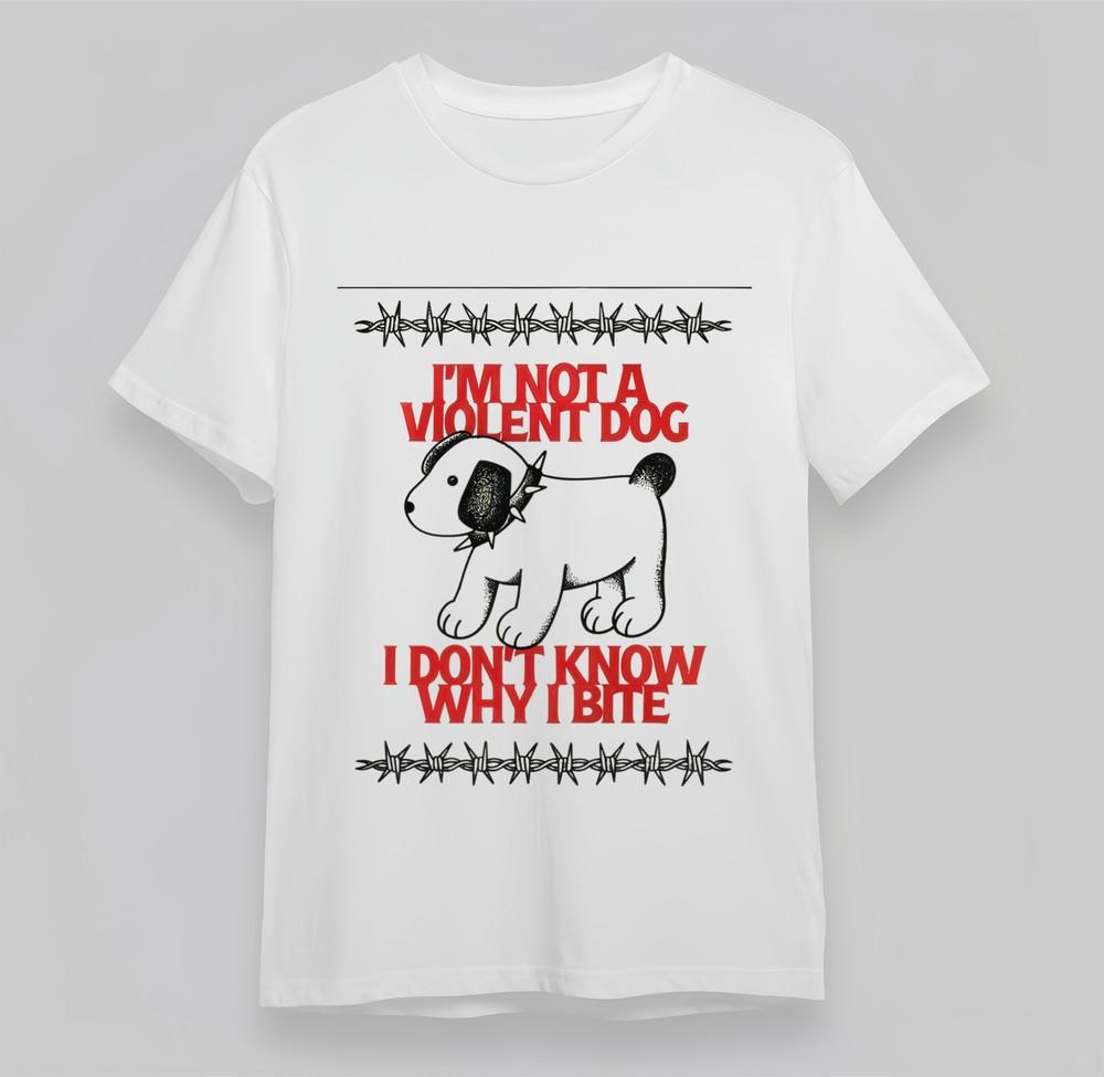 

Women s Plus Size T-shirt With Not A Violent Dog Graphic White 100% Cotton Tops XL