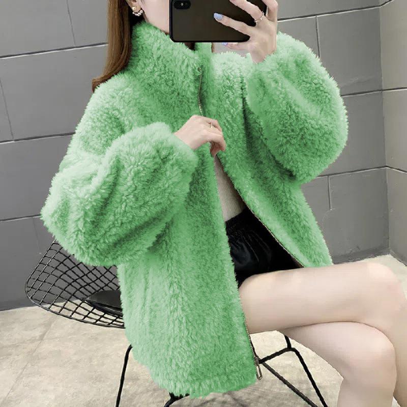 Dámská zimní oboustranná fleecová bunda: Hustý stojáček, hřejivý kardigan na zip