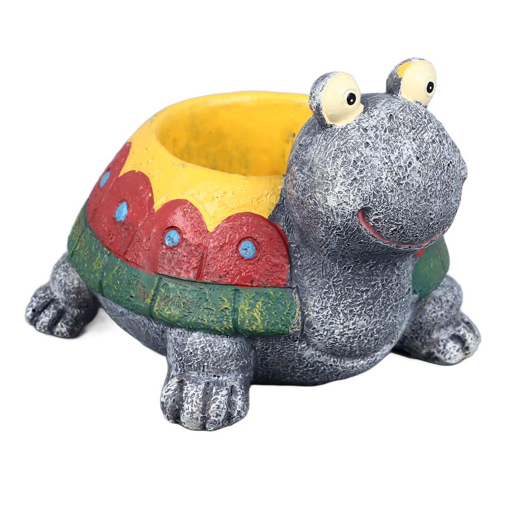 Succulent Planter Tortoise Shape Drainage Holes Stable Base Durable Resin Flower Pot for Cactus Plant Micro Landscape