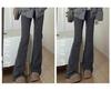 Petite High Waist Flare Sweatpants for Women - White/Grey, Slimming Horseshoe Design, Drawstring, American Style, Spring/Autumn.