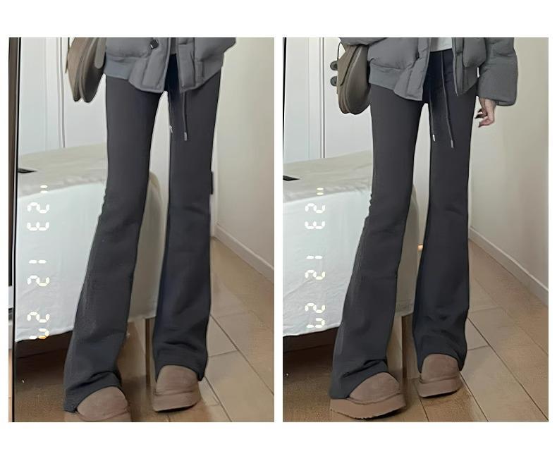 Petite High Waist Flare Sweatpants for Women - White/Grey, Slimming Horseshoe Design, Drawstring, American Style, Spring/Autumn.