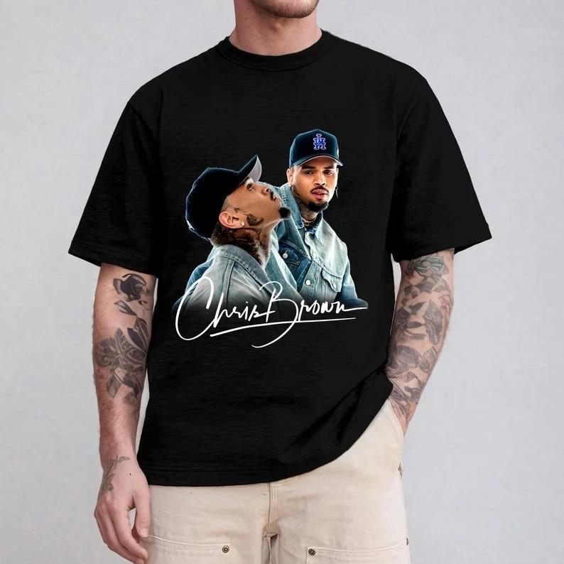 

Chris Brown 11:11 Tour 2024 Graphic T Shirts Men039;s Hip Hop Trend Gothic Clothing Unisex T-Shirt XXXXL