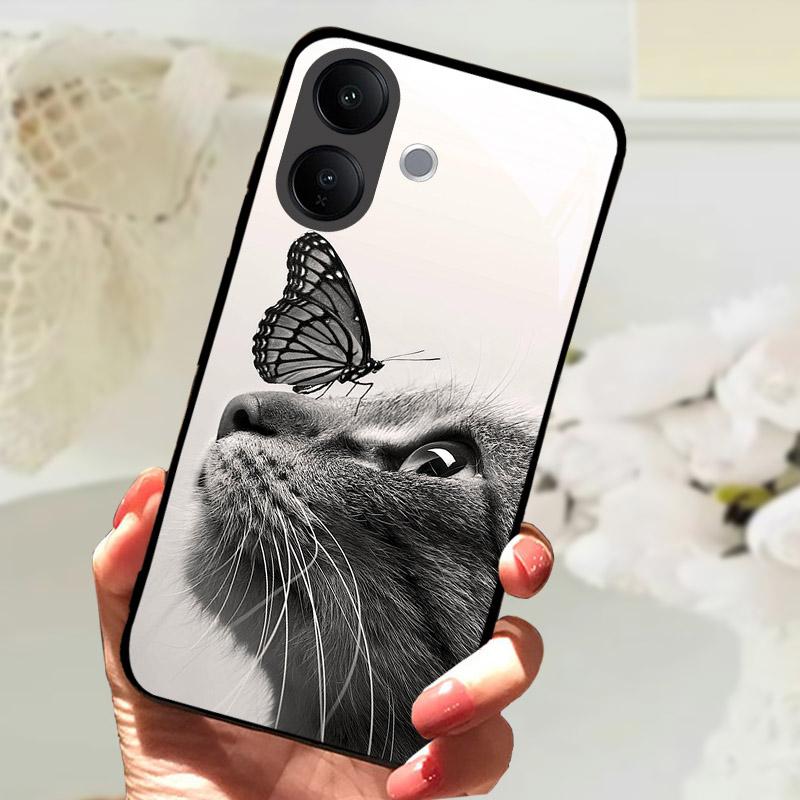 Hartowane Szklane Etui Na Telefon VIVO V60 Lite V60Lite Pokrowiec Fajne Malowany Wilk Lew Odporne Na Wstrząsy Etui Na Vivo V 60 Lite Obudowa Funda