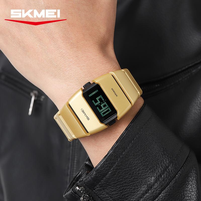 Skmei 2710 Fashion Luxury Men Digital Watch Excel Stainless Steel Band Luminous Calendar Stopwatch Sports Wrist Watch