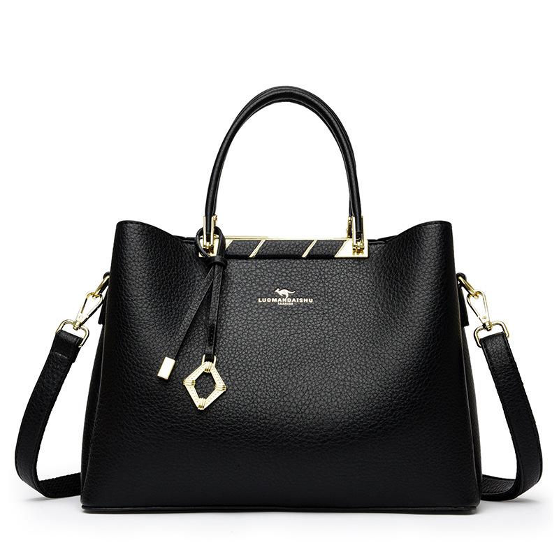 

Женская сумка тренд женская сумка для мам из мягкой кожи модная сумка через плечо чёрный