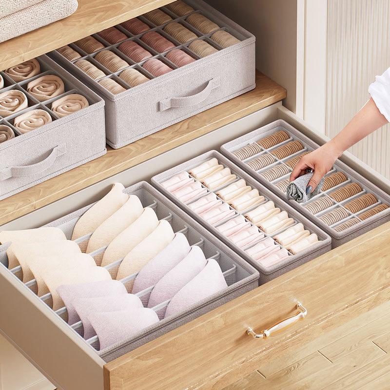 Stoff-Aufbewahrungsbox für Socken, Unterwäsche und BHs - Deckellos, Waschbar und Faltbarer Organizer