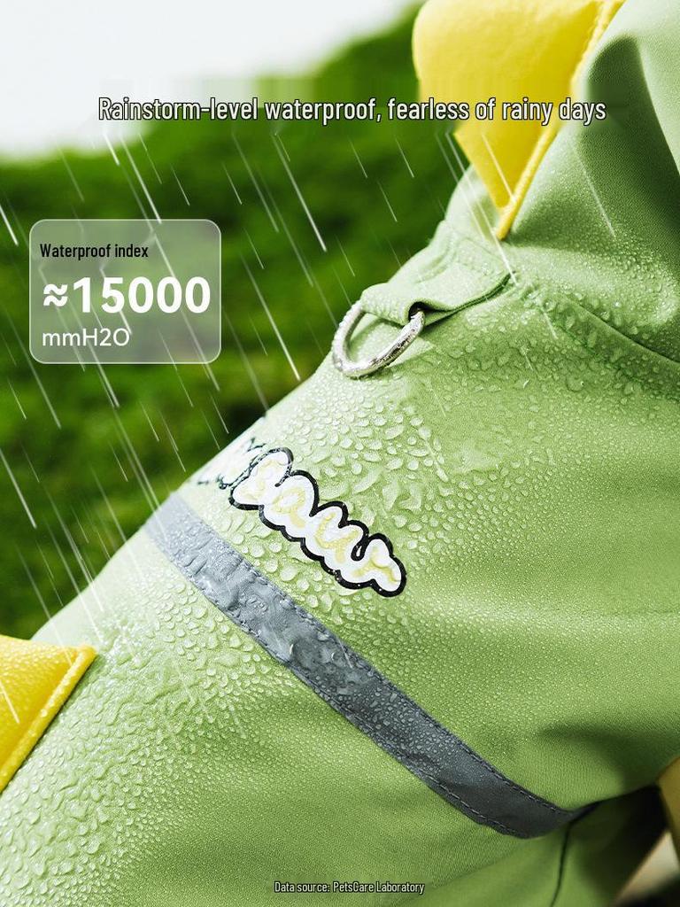 Four-Legged Dinosaur Dog Raincoat with 3D Tail – Waterproof for Medium & Large Breeds