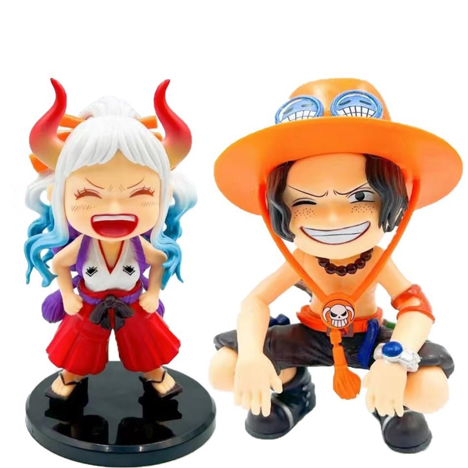 1-2Pcs One Piece Anime Figure Doll Portgas D Ace Yamato Q Version Model Decor Peripheral Ornament Children Charm  Gifts Toys