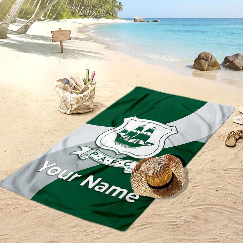 Plymouth Argyle FC Personalized Printed Beach Towel Soccer Logo Support Custom Name Text Absorbent Towel For Sport Travel Special Gift