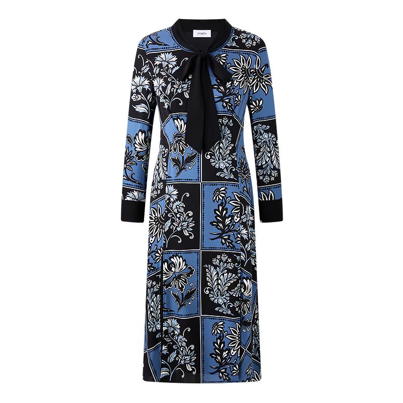 

PORTS Женское платье с V-образным вырезом с принтом из шелковой смеси Осень 2024 LT9D015UPT036 XS