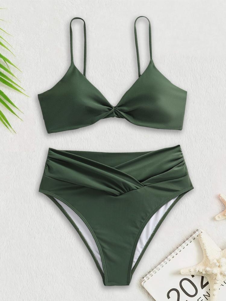 Bikini plavky dámské plavky 2024 nové jednobarevné černé tanga tanga bikini souprava dvoudílné dvoudílné plavky dámské plážové oblečení