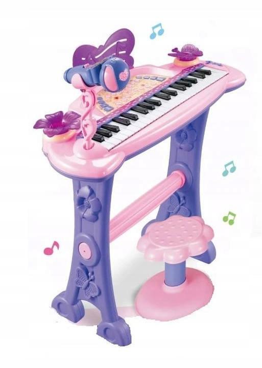 Pianino Keyboard Dzieci Organy Stołek Mikrofon Mp3 37 Klawiszy Mikrofon