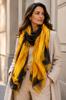 Shawl with a large yellow flower on a black background - elegant, light and stylish