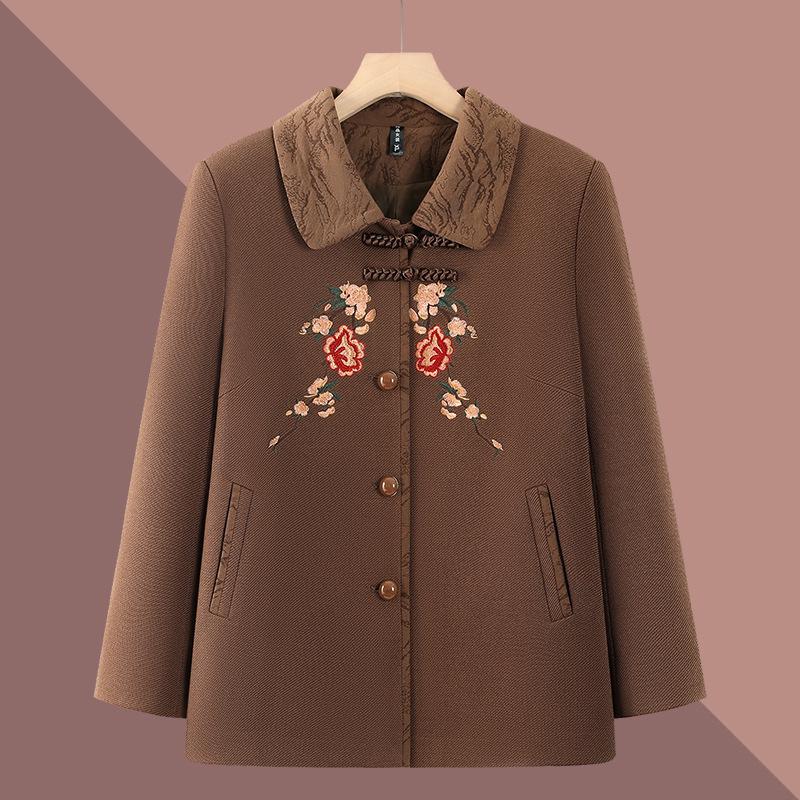 

Spring Fashion: Embroidered Tops for Middle-Aged and Elderly Women XL (Recommended 80-95 jin)