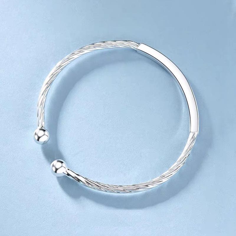2025 New Style Women s 999 Sterling Silver Twisted Bead Bracelet - Thin, Versatile Gift for Girlfriend 999 sterling silver