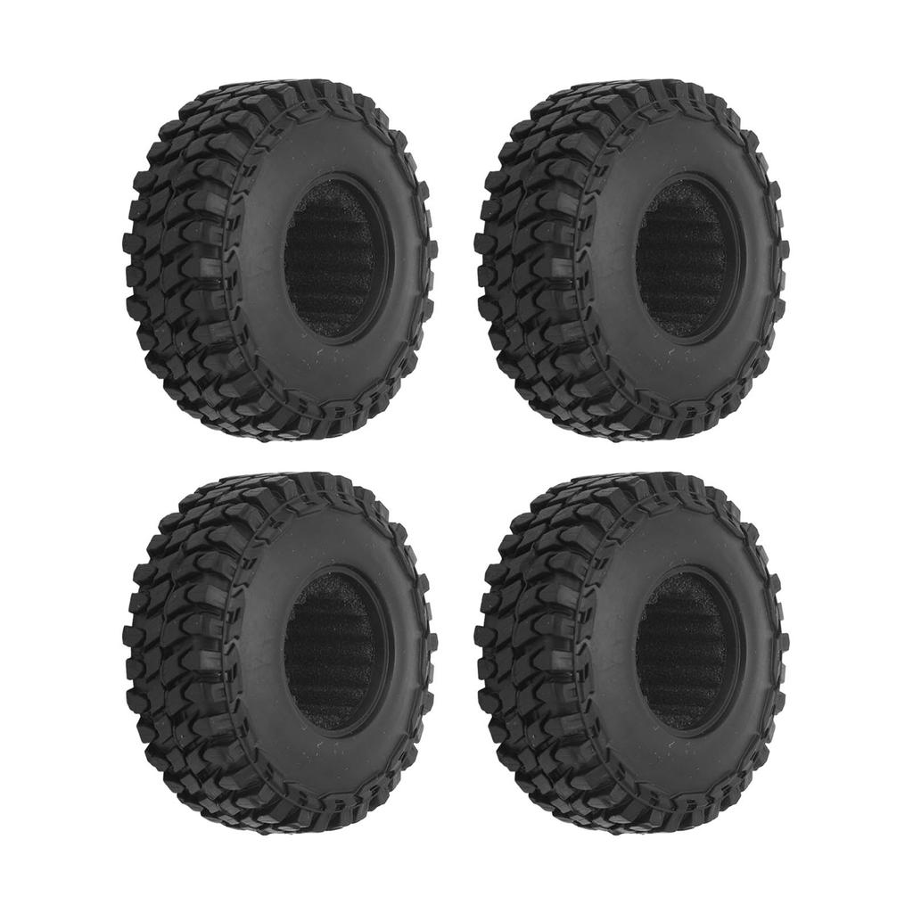 4 Pcs RC Tires Rubber Black Strong Cushioning Remote Control Car Tires with Anti Slip Nuts for Axial SCX24 1 24 RC Car