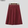INCERUN Summer Men Zip-up Waist Casual Loose Half Pants Shorts