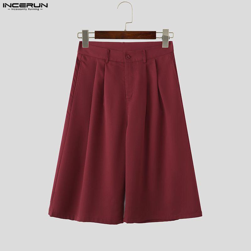 INCERUN Summer Men Zip-up Waist Casual Loose Half Pants Shorts