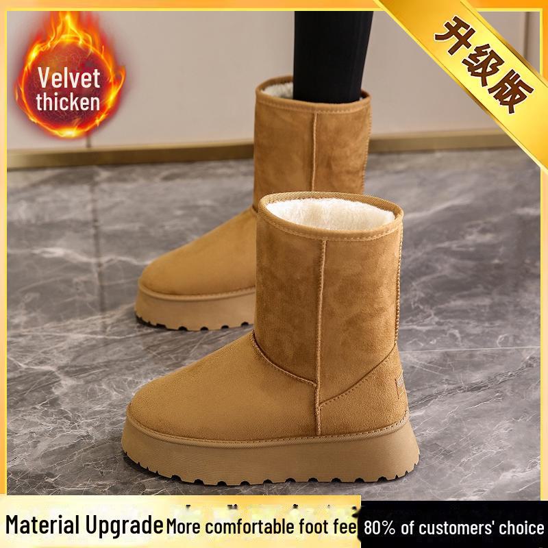 

Женские зимние повседневные ботинки средней длины с толстой подошвой из плюша Size 39