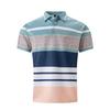Neues Herren-Freizeit-POLO-Shirt Digitaldruck gestreift Knöpfe Revers Top T-Shirt