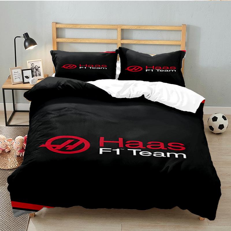3PCS F1 Team Bedding Set Printed Duvet Cover Closure Includes 1 Duvet Cover & 2 Pillowcases for All Seasons Bedroom Decor