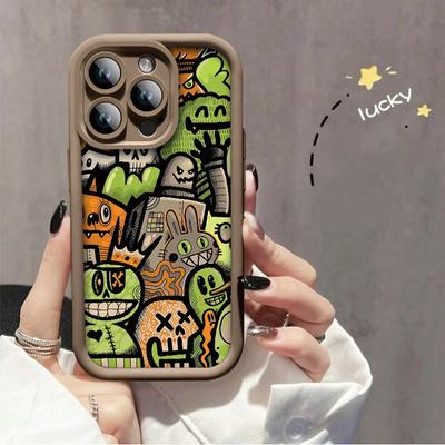 Cartoon Monsters Bedruckte Modehülle Flexible weiche Silikon-TPU-Schale Vollständige Rückseite für iPhone Samsung