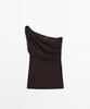 Masimodutti Asymmetrical Drape Neck Top
