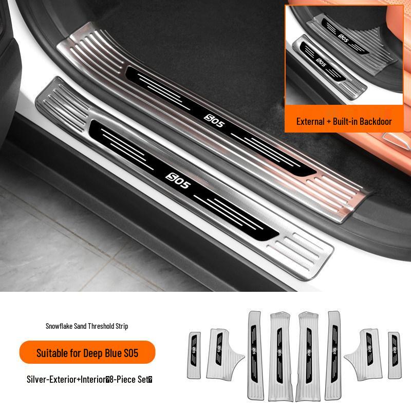Decorative Door Sill Strips & Rear Bumper Guard for Deep Blue S05 - Stainless Steel Welcome Pedals, Car Accessories