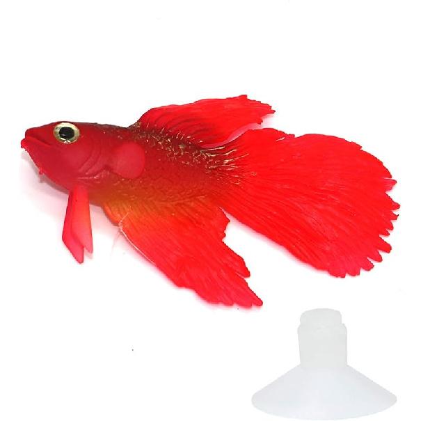 Artificial Silicone Betta Fish Tank Decoration, Aquarium Fake Fish High Simulation Lifelike Floating Betta Fish Tank Ornament