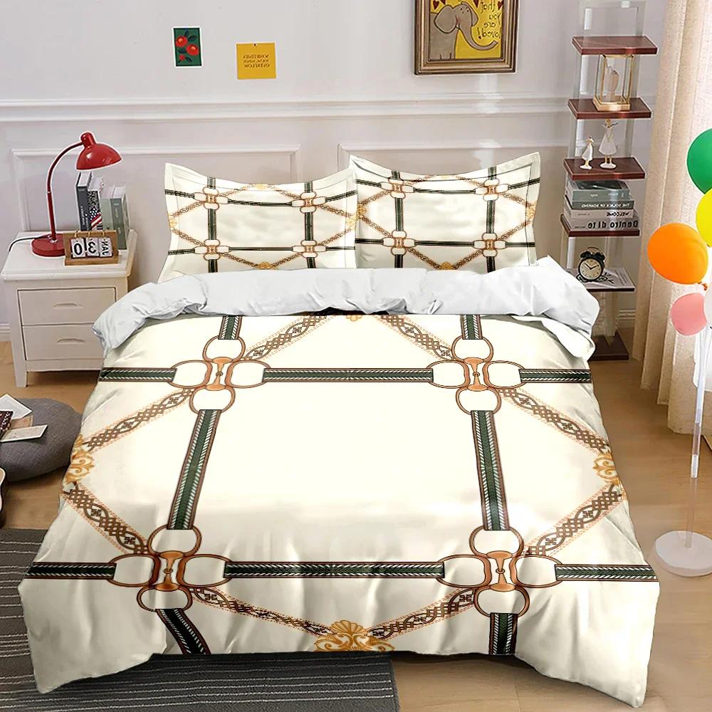 Hd Luxury Chain Belt Print Bedding Set Duvet Cover 1 Duvet Cover 2 Pillowcases Adult And Children Bedding Set Luxury For Gifts